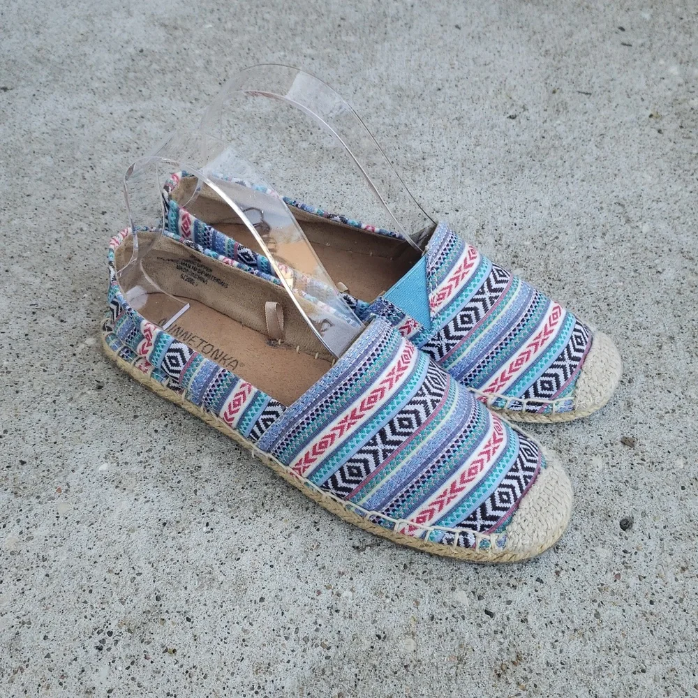Minnetonka Pam Espadrille Slip On Loafers Size 6 Blue Arizona Handcrafted Boho